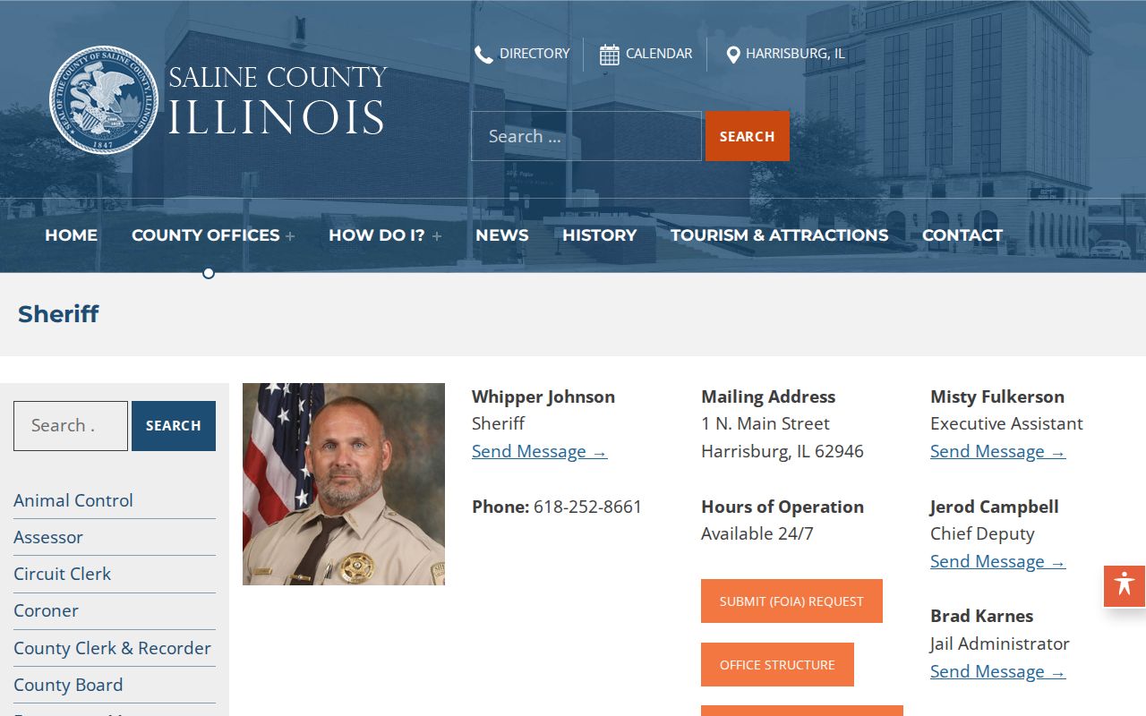 Official Saline County Sheriff and detention center contact page